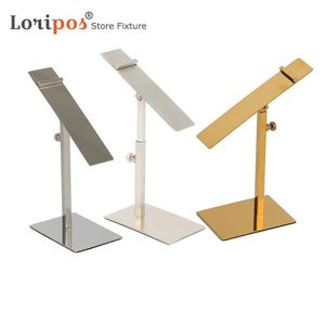 Shoes Silvery Gold Holder Display Riser Rack Adjustable Height and Head Tray Angle Store Desk Table Floor Shoe Display Props