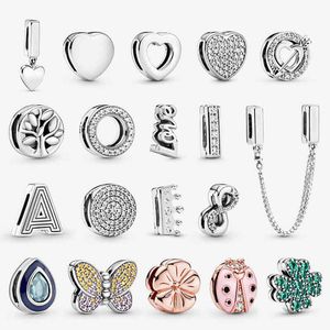 Clips Coeur Bracelet Pandora achat en gros de 925 Charmes en argent Sterling Beads Original Reflets Clip Heart Trèfle Crown Charm Fit Pandora Bracelets DIY Bijoux pour femmes