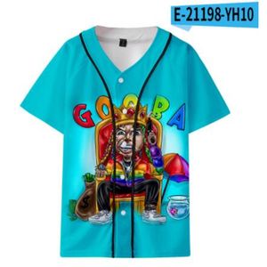 Verão Moda Homens Jersey Vermelho Branco Vermelho Amarelo Multi 3D Imprimir Manga Curta Hip Hop Loose T-shirt Baseball T Shirt Cosplay Traje Cosplay 044