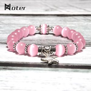 Ankunft Frauen Opal Armband Naturstein Schöne 5 Farben Glatt Charm Braslet Niedliche Seestern Anhänger Armband Schmuck Geschenk Perlen, Stränge