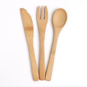 3pcs set Eco Friendly Japanese Portable bestick set bambu dinnerware set kniv gaffel middag porslin set