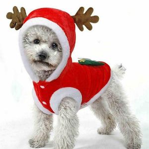 Hundebekleidung, Weihnachten, niedliche Haustierweste, Katze, Welpe, Kapuzenpullover, warme Kleidung, Overall, Winterkleidung, rotes Kapuzen-Weihnachtskostüm