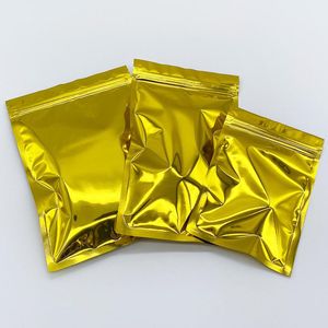 500pcs återförslutbar guld aluminiumfolie packning väskor ventil lås med ett dragkedja för torkad matnötter bönförpackning lagringsäck