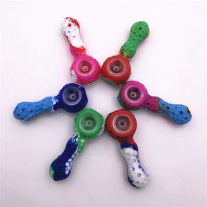 Silicone Smoking Hand Pipes 4Inch Length Multi Colors for Dry Herb Tobacco