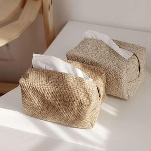 Tissue Boxes & Napkins Natural Cotton Linen Cloth Box Simple Napkin Paper Holder Dining Table Storage Supplies Home Office Desktop Decoratio