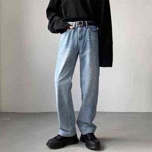 Корейский синий / черные джинсы мужские мода повседневные мешковатые джинсы с широкоземным джинсом мужчины Свободная одежда Свободный хип-хоп прямые джинсовые штаны мужские брюки G0104