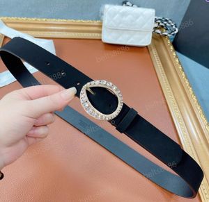 Ladies leather belt fashion high end custom top layer cowhide CM using letter jewelry diamond gold copper buckle belts for women with matching box