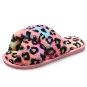 Inverno quente mulheres casa chinelos moda senhoras deslizamento em apartamentos cores misturadas sapatos cruzados furry feminino slides qq894 210625