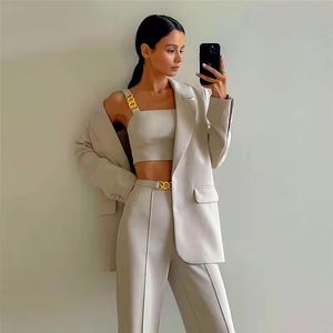 Blazer Fashion Women Suits Blazers High Quality Womens Suit crop top pants Set vest Designer Ladies Clothing Breast girls Casual Formal wear Outerwear sexy tops sets