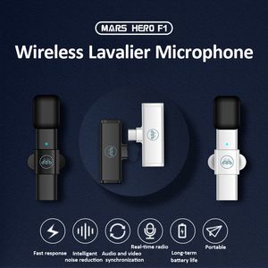 Microfone de lapela sem fio Portátil Gravação de áudio e vídeo Mini Mic para iPhone Android Type-C Live Broadcast Gaming Phone Microfonoe