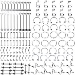 Qiamni 120pcs /ロットチタンセクシーな鼻リップ耳軟骨の棒の眉毛リングの捕獲ビーズリングピアスボディジュエリー