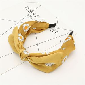 Flickor Daisy Print Hårtillbehör 6 Färg Bow Headband Kid Hair Band Girl Headdress Hoop Hair Sticks Knut Head Hoop 1692 B3