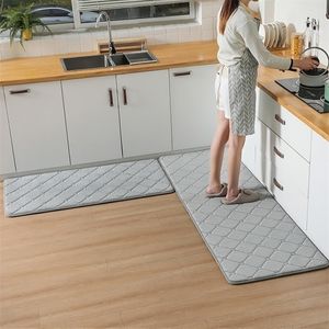 Absorbent Anti-slip Carpet Household Kitchen Floor Long Rug Living Room Bedroom Bedside Door Bathroom Lattice Soft Washable Mats 220301