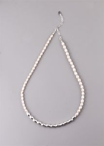 Collana vintage in argento sterling 925 di fascia alta con cuciture di perle d'acqua dolce naturali, gioielli di moda di lusso leggeri di nicchia femminile