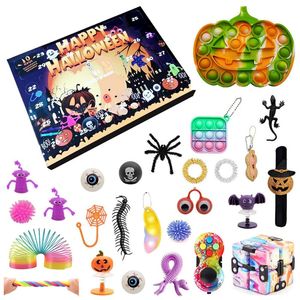 Festa Favor Favor Calendário de Halloween Calendário Brinquedos 24 Dias Advent Pack Anti Stress Kit Relevo Fig toy Brinquedo Caixa Caixa Crianças Presentes Mar Transporte marítimo