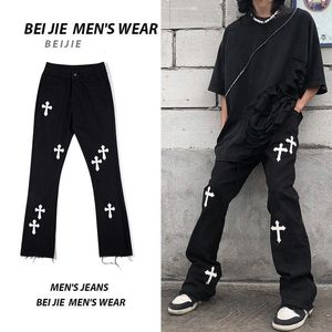 Мужские брюки 2021 Hiphop бренд напечатанный перекрестный комбинезон повседневные свободные ретро высокие талии брюки уличные готики для мужчин и женщин