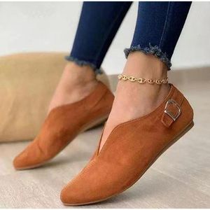 Kapcia 2021 Kobiety Flats Buty Specjowane palce u nóg zamszowe mokasyna V Kształt Summer Sweet Comfort Casual Damskie obuwie