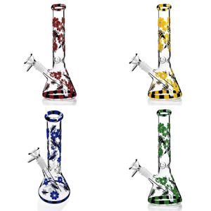 Colorful Bee Tall Glass Bongs Beaker Base Water Pipes Downstem Perc Bubbler Chicha Hookahs Dab Rigs 14mm Bowl