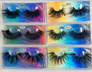 Makeup Lash Lashes Eyelash Eyelashes 3D Mink Lash 25 MM 8D Multi Layer Långt tjockt buskig curling upp emulering Natural Wispy Box Packaging 50 par mycket