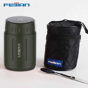 FEIJIAN Stainless Steel Food Thermos,Large Capacity Lunch Box, Portable 3 Layers Inside the Jar,750ML/1600ML/2000ML 210709