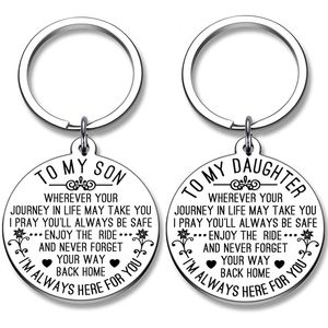 Wholesale best gifts ideas resale online - To My Son Daughter Love Gift Keychain Stainless Steel Keyring Best Father Mother Gift Idea For Son Daughter