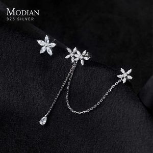 Moda 925 Sterling Silver Doce Romântico Borla Borla Longa Cadeia Clipes Brincos Para As Mulheres Belas Jóias Não Perfurado Ears 210707