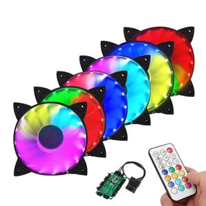 COODMOON 6PCS 120mm RGB Justerbar LED-kylfläkt med Controller Remote för dator