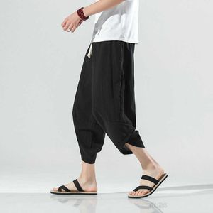 Baggy Cotton Linen Harem Pants Men Hip-hop Women Plus Size 2021 New Trousers Casual Vintage Calf Length Pants Pantalones Hombre X0723