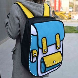 Unisex 2D Drawing Stereo Backpack Cute Cartoon School Bag Comic Bookbag For Teenage Girls Boys Daypack Travel Rucksack Bag 211110