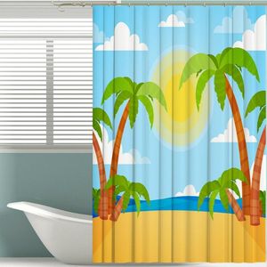 Ö SANERY 3D Tryckt vattentätt polyestertyg Multicolor Dusch Curtain Badprodukter Badrum Dekor med 12 krokar Gardiner