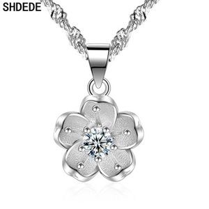 Jóias Embelezadas venda por atacado-Shdede flor de prata colar pingentes embelezados com swarovski cristais curtos clavículos cadeia moda jóias x196