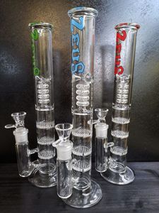 dreischichtige Wabenfilter Bongs Recycler Wasserpfeife Glasbong Rauchpfeifen 12,5 Zoll Wasser 18,8 mm Gelenk