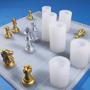 3D International Chess Silikonform Schokolade Süßigkeiten Kuchen Cupcake Fondant Dekorationswerkzeug Bienenwachs Kerzenform 210721