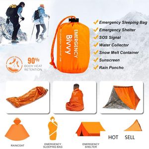 Compact Bivy Sack Emergency Survival Sleeping Bag Portable Waterproof Reusable Thermal Sleeping Bags Mylar Survival Blanket