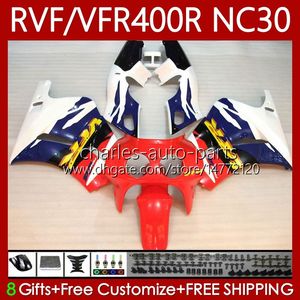 Kroppsarbete för Honda RVF VFR 400 RVF400 R 400RR VFR 400R VFR400R 89 90 91 1992 1993 79NO.72 NC30 V4 VFR400 R 89-93 RVF400R Rödblå Vit VFR400RR 1989 1990 1991 92 93 Fairing