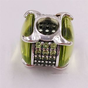 925 Sterling Silver fashion jewelry for girls pandora Green Oval Cabochon charms chain diy bracelet making supplies kit kids women beads crystal necklace 799309C02