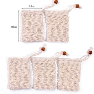 Natural Exfoliating Mesh Soap Saver Sisal Soap Saver Bag Pouch Holder For Shower Bath body brushes Foaming And Drying Shower Bag Free