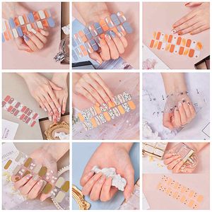 22 Tips Lovely Fashion Nail Stickers för Kvinnor Tjejer Semester Nails Art Full Sticker Dekaler Sheet