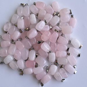 Na moda Assorted Pedra Natural encantos misturados forma irregular rosa pingentes de quartzo encantos jóias
