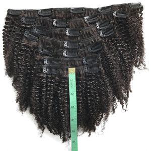 Fdshine Curly Clip In Hair Extensions Mongolian Afro Kinkys Mänskligt hår för svart kvinna