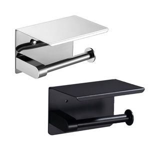 304 Stainless Steel Toilet Paper Holder Bathroom Towel Rack Roll Tissue Shelf Box Wall Mount Phone Bracket 210720