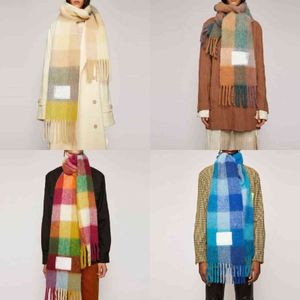 Winter New Women's Designer Fashion Grid Shawls Scarf Rainbow Plaid For Men And Women General Thickened Brand Scarves G1120