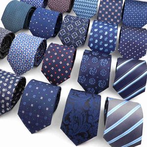 Classic Blue Red Gray Men's Tie Business Formal Wedding 8cm Necktie Jacquard Woven Cravat Fashion Shirt Dress Daily Accessories Y1229