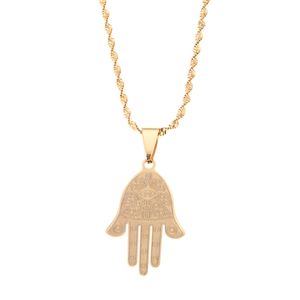 Trendy Egyptian Eye Of Gold Color Luck Fatima Hamsa Hand Pendant Necklace Hand Palm Chain Jewelry