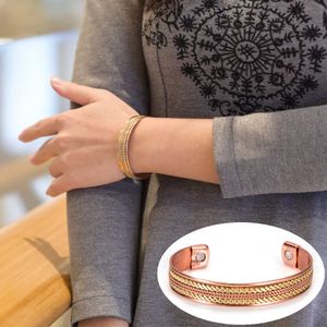 Torcido puro pulseira de cobre ajustável 3 cores terapia artrite energia aberta manguito pulseiras pulseiras pulseiras para mulheres homens q0717