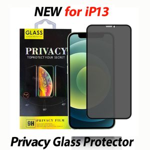 Sekretess Anti-Peeping Anti-Spy Full Cover Tempered Glass Skärmskydd Anti-Glare för iPhone 13 12 11 Pro Max XR XS Samsung A72 A52 A42 A32 A22 A12 A02S 5g med detaljhandeln