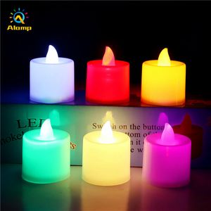 LED Tealight Tea Candles Bezpłomne Lekkie Kolorowe Żółte Baterie Myjowane Diody LEDS MIGRING Lights do Wedding Birthday Party Decor