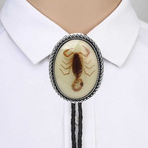 Bolo Ties Naturel Stone Scorpion Patton Bolo slips för man indisk cowboy western cowgirl läder rep zinklegering slips hkd230719