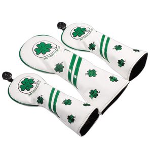 3 pcs PU Trevo de quatro folhas Bordado Clube de golfe Headcover para motorista fairway madeira híbrida capa