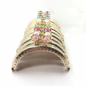 Bag Parts Accessories CM Lotus Head Kiss Clasp Golden Semicircle Metal Coining Pattern Purse Frame DIY Sewing Accessory